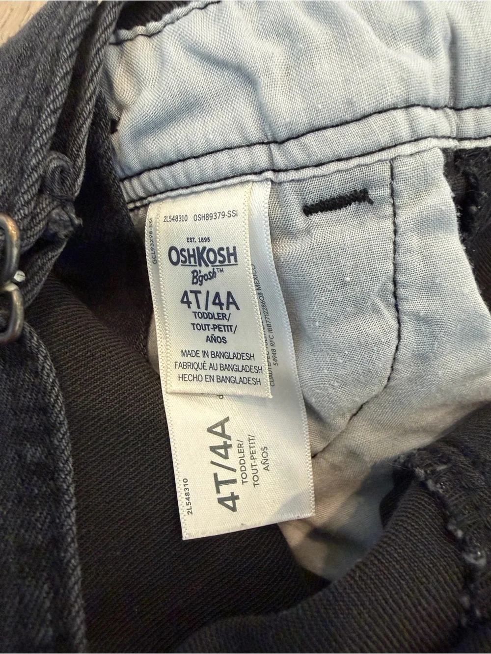 OshKosh B'gosh Black Girls' Denim Short Overalls